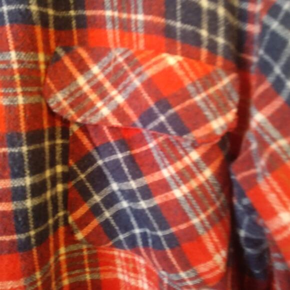 VTG Mac Campbell VIP Red Plaid Flannel Wool Shirt Men Size Large Button Down - Picture 5 of 7